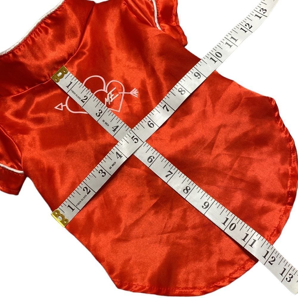 Red Hearts Satin Dog Robe Valentine's Day - Picture 5 of 6